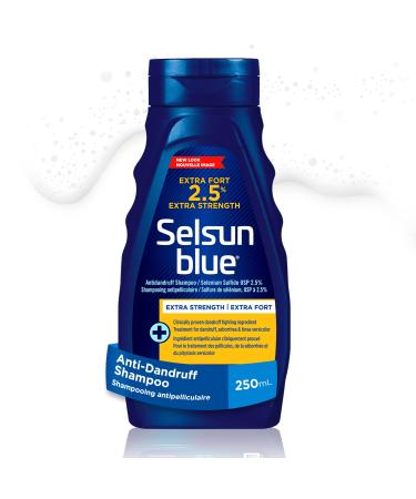 Selsun Blue Anti-Dandruff Shampoo 250mL Dandruff Treatment with 2.5% Extra Strength Selenium Sulfide and Pro-Vitamin B5 Selsun Blue 2.5% 250 ml (Pack of 1)