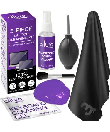 Laptop Cleaning Kit (5 pc) - Keyboard Cleaning Kit - Includes Laptop Screen Cleaner, Air Blower, Brush, Keyboard Gel, and Microfiber Cloth - PS4 Cleaner - Keyboard Cleaner & Computer Cleaner by Altura