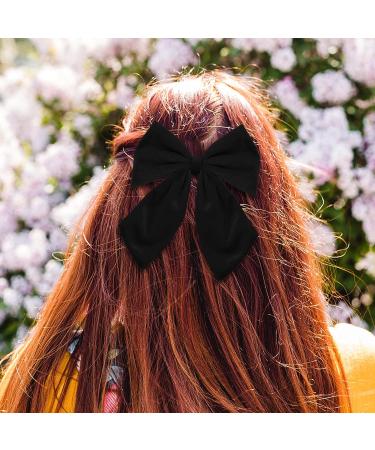Black Velvet Hair Bow Clips - Set of 4 Large Bow Hair Accessories for Women - Buy Online on SooperMarket.com