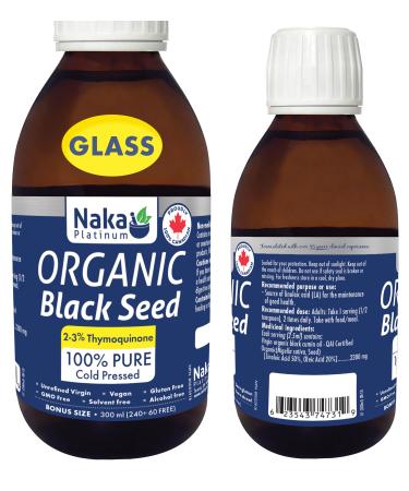 Naka Platinum VIRGIN ORGANIC Cold Pressed BLACK CUMIN SEED Oil - BONUS SIZE - 300 ml (240 + 60 FREE)