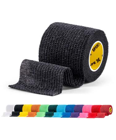 SPORTTAPE Self-Adhesive Football Sock Tape | 5cm x 4.5m - Black | Cohesive Bandage Sock Wrap Shin Pad Tape | Goalkeeper Wrist Tape & Football Ankle Tape | Pet & Vet Wrap for Dogs Horse - Single Roll Black 5x450 cm (Pack of 1)