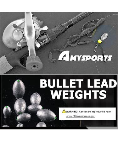AMYSPORTS Egg Lead Fishing Weights Kit - Saltwater & Freshwater Bass Sinkers Set - Size 5 (1/2oz.) 15 pcs - Buy Online on SooperMarket.com