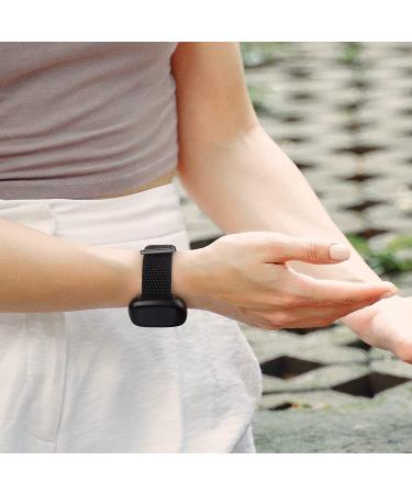 Adjustable Nylon Bands for Fitbit Sense/Versa 3 - Soft Breathable Replacement Strap in Black/Seashell | Compatible for Men and Women - Buy Online on SooperMarket.com