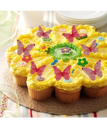 Arthsdite 40Pcs Edible Wafer Paper Butterfly Cupcake Toppers 3D Cake Realistic Pastel Butterfly Decoration for Birthday Party Wedding Food Decorations - Pink Pink 2 - Buy Online on SooperMarket.com
