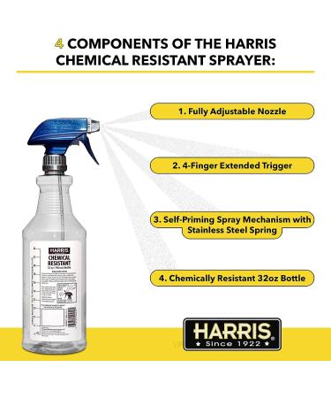 HARRIS 32oz Chemically Resistant Spray Bottles - 3-Pack for Cleaning Solutions | Professional Grade | Water Resistant - Buy Online on SooperMarket.com