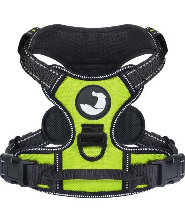 Joytale dog harness Large dogs reflective soft padded dogs scrapes Anti Zug adjustable breathable breast dishes with safe simple control handle green l l (1 Pack) green