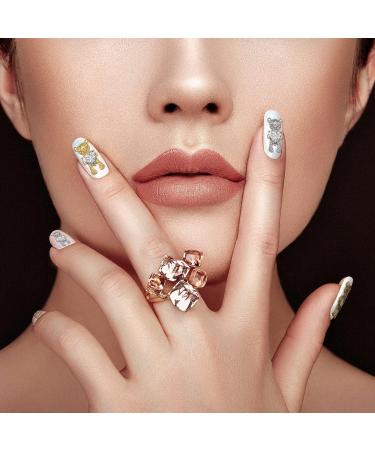 60 Pcs 3D Bear & Snake Nail Charms Set - Crystal, Gold & Silver Gems for DIY Nail Art - Buy Online on SooperMarket.com