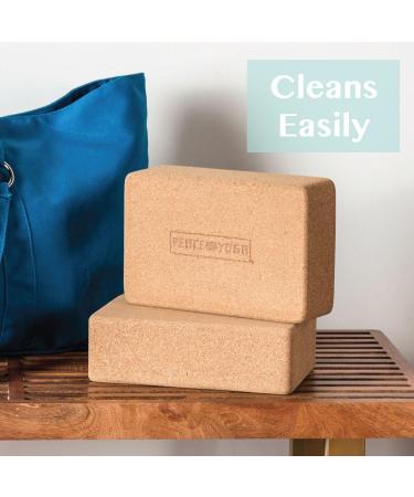 Cork Wood Yoga Blocks 2 Pack - Premium Lotus Design - 9 x 6 x 4 inches - Buy Online on SooperMarket.com