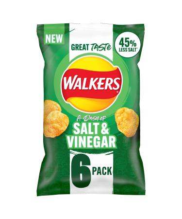 Walkers Less Salt Dash of Salt & Vinegar 6pk Green