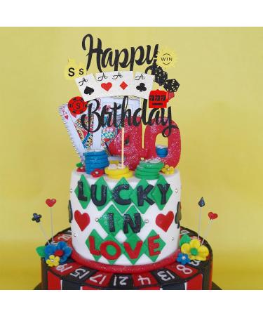 Arthsdite 1Pc Casino Cake Topper Poker Game Chips Player Happy Birthday Cake Pick Decorations for Las Vegas Casino Night Theme Birthday Party Supplies - Buy Online on SooperMarket.com