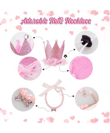 GAGILAND Dog Birthday Outfit - Pink Puppy Tutu Set with Adorable Hat and Necklace for Small Girl Dogs - Buy Online on SooperMarket.com