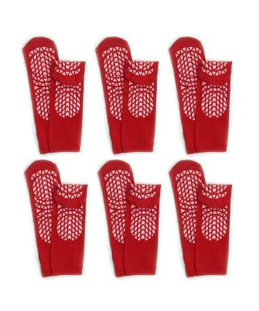 Secure Step Double-Sided Tread Non Slip Safety Socks 6 Pair 3X-Large Red