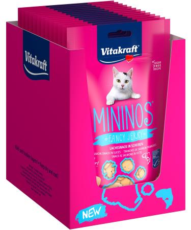 Vitakraft Mininos Fancy Jerky salmon snack for cats to reward and pamper low fat content no added sugar (13x 40g)