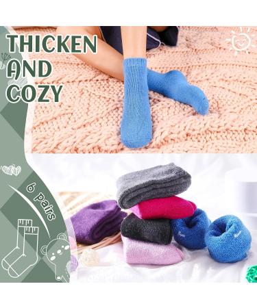 Winter Warm Kids Wool Crew Socks - 6 Pairs Solid Color for Boys and Girls 4-7 Years - Buy Online on SooperMarket.com