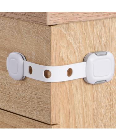 Babelio Child Locks for Door, 2 Pack Refrigerator Locks, Freezer Lock, Adjustable Child Safety Cabinet Locks, Pet/Child Proof Locks for Fridge, Closet, Trash Can etc. White 2 Count (Pack of 1)