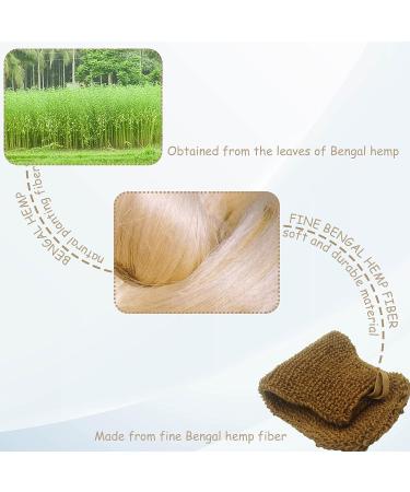 2 Pack Natural Vegetable Fiber Exfoliating Hemp Flax Ramie Glove | Dual Sided Hand and Body Scrubber | Machine Washable | Brown - Buy Online on SooperMarket.com