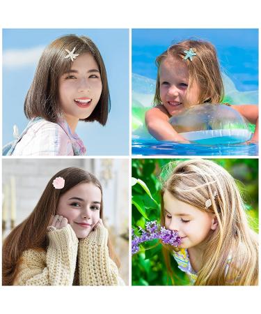 12-Piece Shell Pearl Starfish Hair Clip Set - Resin Alligator Hair Clips for Girls & Women - Buy Online on SooperMarket.com