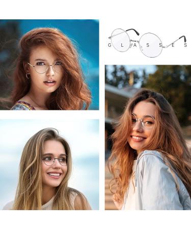Shop 3-Piece Retro Round Glasses | Unisex Vintage Metal Frame & Clear Lenses - Perfect for Decoration! - Buy Online on SooperMarket.com