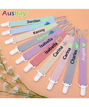 Ausbay Personalized Pacifier Clip with Name (2 Pack) - Customized Paci Holder Leash for Baby Boys and Girls - Shower Gift - Dark Pink+Purple - Buy Online on SooperMarket.com