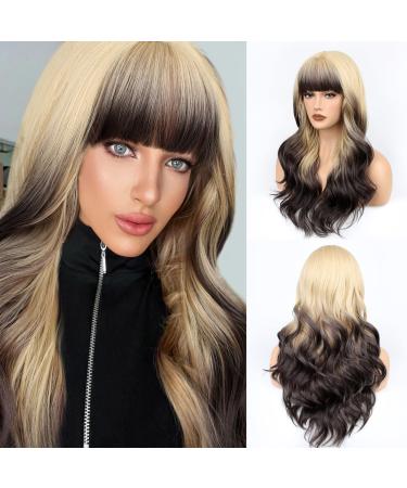 Faelbaty wig with long curls blonde wig with pony ombre blonde to brown wig with long curls wig for women natural curly wig for girls party cosplay wig (21 "rw4/86#)