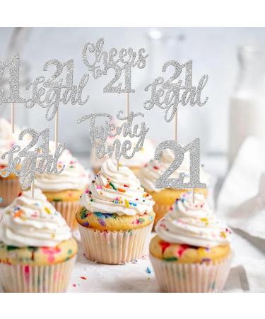 Rsstarxi 24 Pack 21st Birthday Cupcake Toppers Glitter Leg Al 21 Cupcake Toppers Twenty One Hello Cheers to 21 Cupcake Picks for Happy 21st Anniversary Birthday Party Cake Decorations Silver Silver 21st - Buy Online on SooperMarket.com
