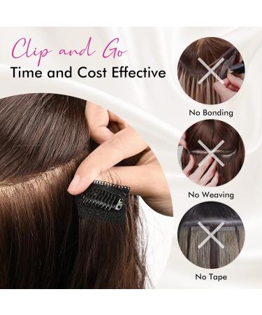 REECHO Clip in Hair Extensions 5PCS Black Brown 24 Thick Long Loose Waves - HE002 Invisible Lace Weft Natural Soft Hairpieces for Women - Buy Online on SooperMarket.com