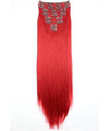 CAISHA by PRETTYSHOP XXL 24 Inch Clip In Hair Extensions Intense Red #3100 - 8 Piece Set - Straight Hair Extension Hairpiece - CES9 - Buy Online on SooperMarket.com