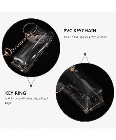 2Pcs PVC Pouch Keychain - Transparent Lipstick Holder with Golden Key Rings | Fashionable Key Chain Organizer - International Shipping Available - Buy Online on SooperMarket.com