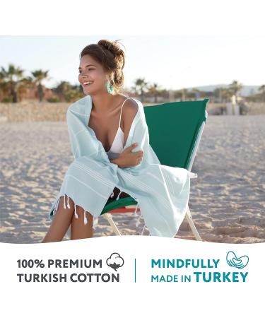 WETCAT Turkish Beach Towel 38x71 100% Cotton - Quick Dry, Sand Free, Oversized Towel for Adults - Aqua - Buy Online on SooperMarket.com