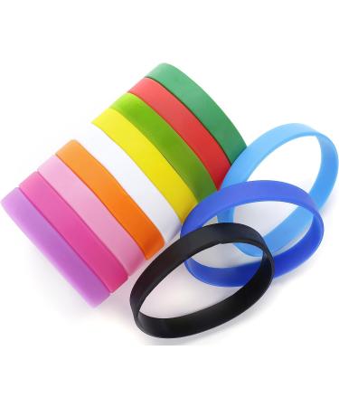 MoMolly Silicone Wristbands Rubber Bracelets - 12Pcs Mixed Colors Sports Bands for Women and Men - Customizable Charms - Assorted 12 Colors - Buy Online on SooperMarket.com