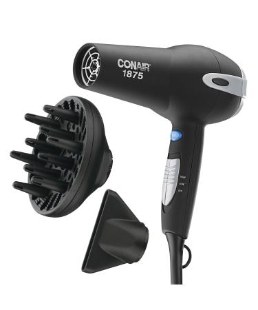 Conair 1875-Watt Ionic Ceramic Hair Dryer with Diffuser and Concentrator, Black