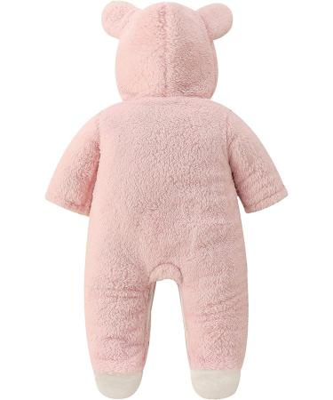 Puseky Newborn Baby Cartoon Bear Snowsuit - Hooded Fleece Romper Jumpsuit for 0-3 Months - Buy Online on SooperMarket.com