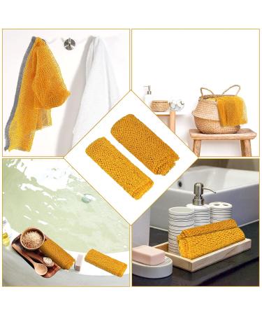 2 Piece African Net Bath Sponge Set - Exfoliating Long Body Scrubber & Back Washcloth (Yellow) - Perfect for Daily Use & Stocking Stuffers - Buy Online on SooperMarket.com