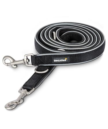 Rudelknig Dogeleine Paola - 2.30m length - Adjustable guide leash for medium -sized & large dogs - reflective dogs leash leash in black 230 x 2cm black -reflecting
