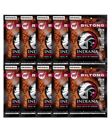 Indiana Biltong Original Jerky Beef High Protein No Added Sugar Gluten Free (10x25g)