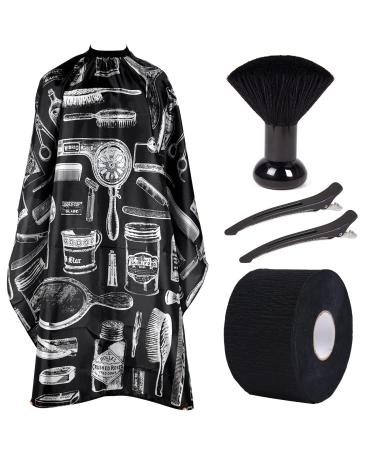 Hair Cutting Cape Barber Cape for Men Hair Cape for Haircuts Barber Cape for Hair Stylist with Adjustable Neck Size Neck Strips Neck Duster SetBarber Neck Strips for Hair Cutting 55.1" x 47.2"