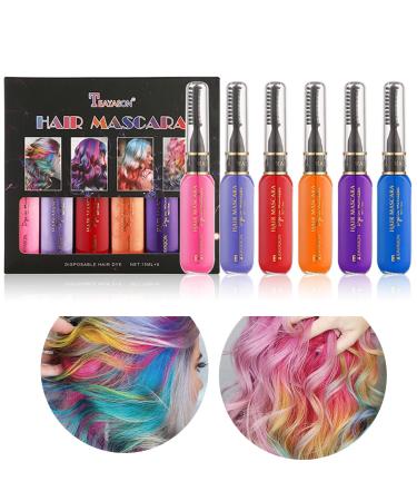 Gireatick 6 Colors Instantly Hair Color Dye Temporary Hair Mascara for Girls & Women Washable Hair Color Chalk Rainbow Hair Mascara for Birthday Cosplay DIY