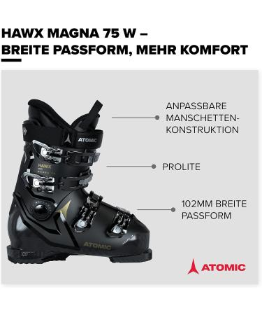 Atomic Hawx Magna 75 W Ski Boots for Women | 102mm Wide Fit | Black/Gold | Stable Prolite & Memory Fit Shop Now! - Buy Online on SooperMarket.com