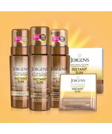 Jergens Natural Glow Instant Sun Sunless Tanning Mousse Light Bronze Self Tanner for Flawless Natural Looking Colour (2 Pack) Light Bronze Duo Pack - Buy Online on SooperMarket.com