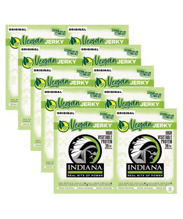 Indiana Vegan Original Jerky high protein plant-based snack no added sugar gluten-free 10-pack (10 x 25 g)
