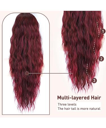 PORSMEER 28 Wine Red Beach Wave Ponytail Extension for Women - Buy Online on SooperMarket.com