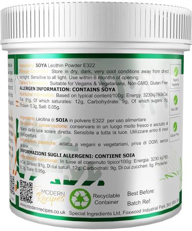 Lecithin Powder 500g - Premium Quality, Vegan, Non-GMO, Gluten Free - Soya Lecithin Powder in Recyclable Container - Buy Online on SooperMarket.com