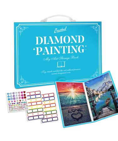 Bougimal Diamond Painting Storage Book, Diamond Painting Accessories with 20 Pocket up to 40 Pics, Diamond Art Accessories and Tools for Artwork Display and Protection, A3 12x16 Inches, Blue Blue-3 A3:16x12 Inches