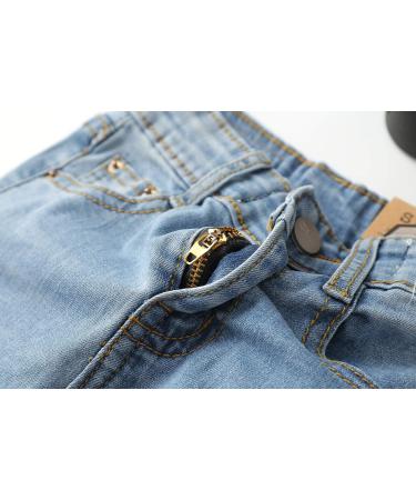 Kidscool Space Slim Jeans for Baby Boys & Girls | Elastic Waist | Ripped Denim | 7-8 Years | Light Blue - Buy Online on SooperMarket.com