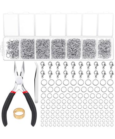 Paxcoo 1500Pcs Silver Jump Rings with Lobster Clasps and Jewelry Pliers for Jewelry Making Supplies Findings and Necklace Repair