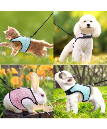 Adjustable Soft Rabbit Dishes & Mesh Harness - Outdoor Care for Small Pets (M Blue Pink) - Buy Online on SooperMarket.com