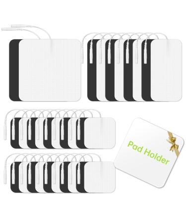 30 Pieces TENS Unit Replacement Pads Multiple Sizes TENS Unit Pads with Pad Holder Reusable and Self-Adhesive Electrodes Pads Compatible with AUVON TENS 7000 EMS Machine (Latex-Free NonIrritating)