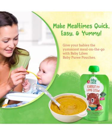 Organic Halal Baby Food Pouches - Stage 2 Carrot Lamb Puree 12x130g for 7+ Months - Buy Online on SooperMarket.com