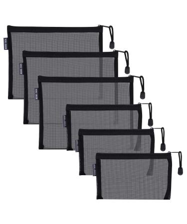 Cosmetics pocket 6 piece of mains bag zip bags sloppy pencil case for hanging for travel (A5 x 3 pieces A6 x 3 pieces) A5 A6 black