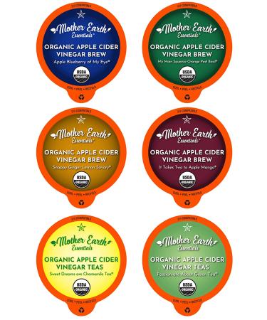 Organic Apple Cider Vinegar Tea Pods with The Mother by Mother Earth Essentials - My Main Squeeze Orange Peel Basil - 12 Single Serving Pods - Keurig Compatible - Buy Online on SooperMarket.com